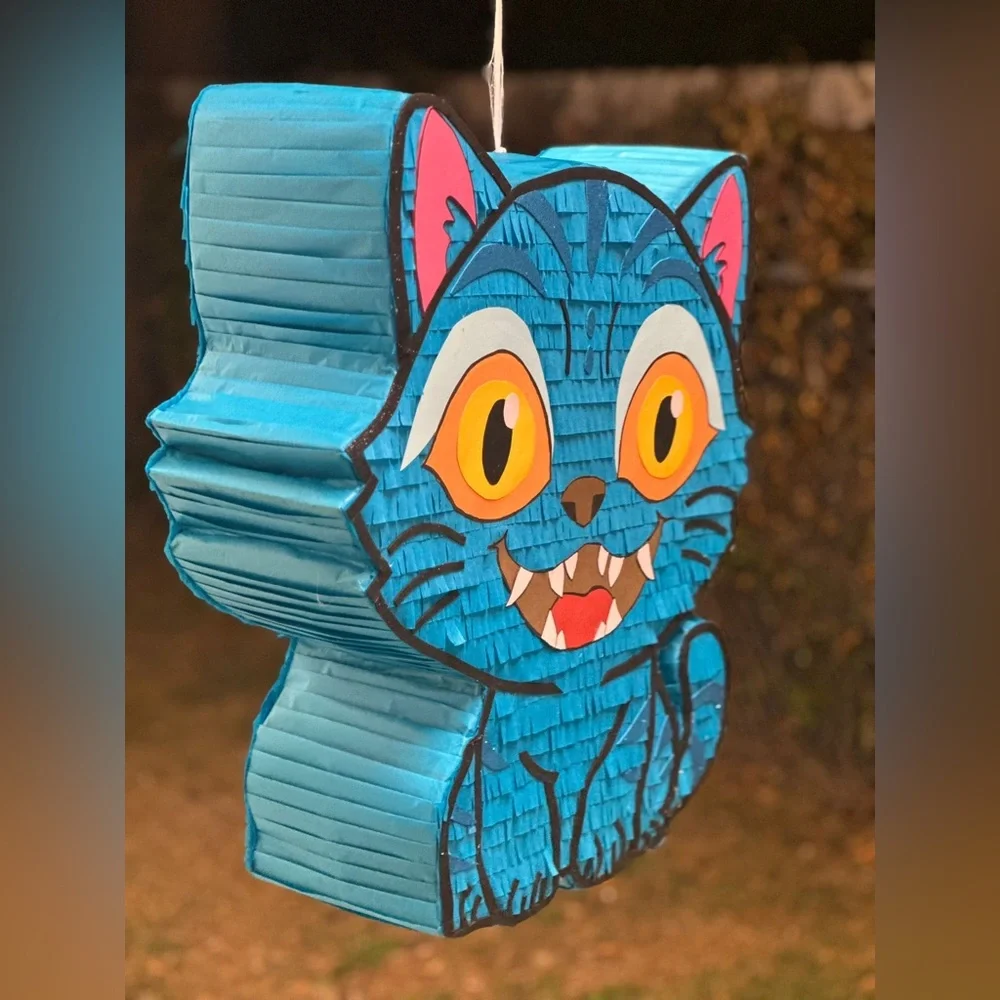 Vibrant Blue Cat Piñata for Parties